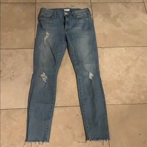 Mother denim the looker ankle fray